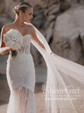 Strapless See Through Mermaid Wedding Gown Sweetheart Neck Boho Wedding Dress AWD1952-SheerGirl