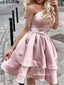 Strapless Simple Short Homecoming Dress Satin Prom Dress ARD2773