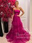 Strapless Simple Tulle Prom Dress Satin Bodice A Line Prom Dress ARD2712