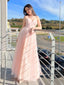 Strapless Sparkly Tulle Long Evening Dress Peach A-Line Floor Length Prom Dress ARD2893