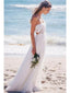 Letní plážové svatební šaty bez ramínek Boho Ivory krajkové svatební šaty AWD1048 