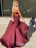 Strapless Sweet Heart Neckline Maxi Dress Separate Lace Up Back High Slit Long Prom Dress ARD2562-SheerGirl