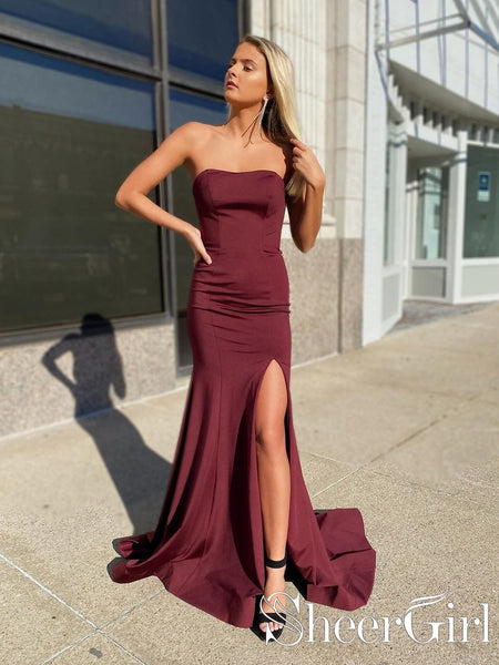 Strapless Sweet Heart Neckline Maxi Dress Separate Lace Up Back High Slit Long Prom Dress ARD2562 Strapless Sweet Heart Neckline Maxi Dress Separate Lace Up Back High Slit Long Prom Dress ARD2562