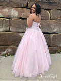 Strapless Sweetheart Beaded Pink Quinceanera Ball Gowns Plus Size Prom Dress APD3424-SheerGirl