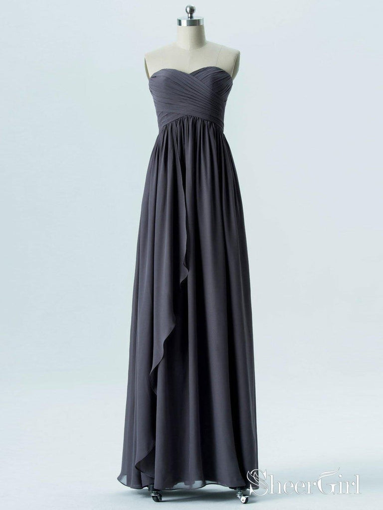 Strapless Sweetheart Neck Dark Grey Chiffon Empire Cheap Bridesmaid Dr SheerGirl Strapless Sweetheart Neck Dark Grey Chiffon Empire Cheap Bridesmaid Dr SheerGirl