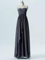 Vestidos de dama de honor baratos estilo imperio de gasa gris oscuro con escote corazón sin tirantes APD2865 