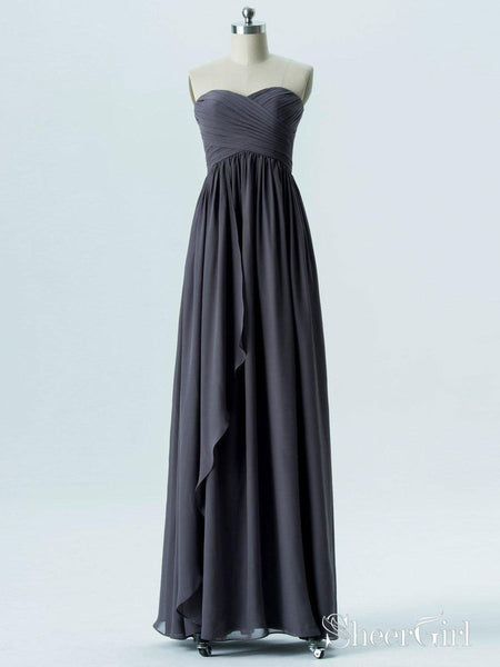 Strapless Sweetheart Neck Dark Grey Chiffon Empire Cheap Bridesmaid Dr – SheerGirl