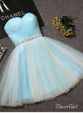 Strapless Sweetheart Neck Homecoming Dress Blush Pink Tulle Short Prom Dresses apd2485-SheerGirl