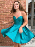Strapless Sweetheart Neck Satin Cheap Homecoming Dresses APD2761-SheerGirl