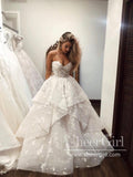 Strapless Sweetheart Necklin A Line Flowers Tulle Wedding Dress with Horsehair Hem AWD1780-SheerGirl