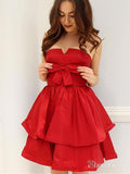 Strapless Taffeta Cute Homecoming Dresses with Bow Cheap Short Homecoming Dresses ARD1127-SheerGirl