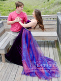 Strapless V Neck Mermaid Velvet Prom Dress with Removable Tulle Train ARD2732-SheerGirl