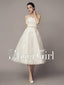 Strapless Vintage Wedding Dresses Beaded Tea Length Wedding Dresses AWD1022