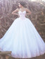 Strapless White Princess Wedding Dresses Sweetheart Blush Pink Lace Wedding Dress AWD1064