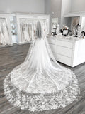 Stunning Floral Lace with Sequins Cathedral Veil Bridal Veil Wedding Veil ACC1179-SheerGirl