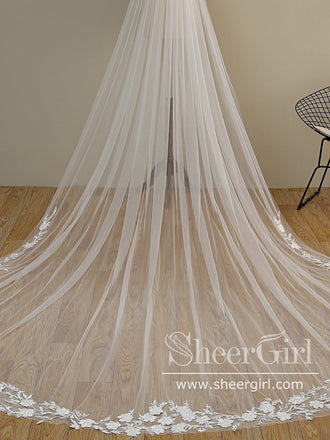 Stunning Flower Lace Cathedral Veil Bridal Veil Wedding Veil ACC1192-SheerGirl