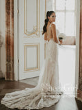 Stunning Lace Sweetheart Neck Mermaid Wedding Gown Sheath Boho Wedding Dress AWD1942-SheerGirl