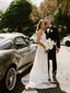 Sultry Bridal Gown with Deep V Neck Floral Lace Sweep Train Wedding Dress AWD1748