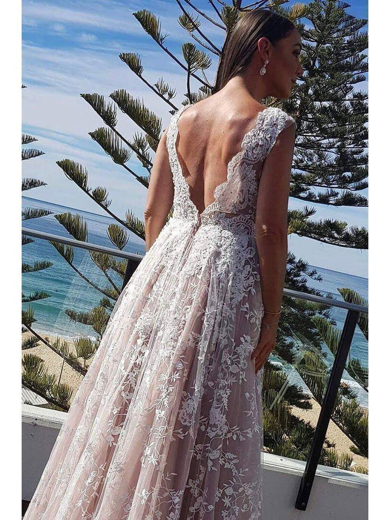 Summer Beach Wedding Dresses Lace Applique V Neck Plus Size Wedding Dresses AWD1044 Summer Beach Wedding Dresses Lace Applique V Neck Plus Size Wedding Dresses AWD1044