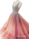 Sweet 15 Quinceanera Dresses Ombre Beaded Tulle Unique Prom Dresses APD3459-SheerGirl