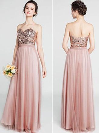 Sweetheart Dusty Rose Bridesmaid Dresses Rose Gold Sequin Bridesmaid Dresses ARD1188-SheerGirl