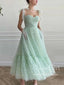 Sweetheart Lace Mint Green Tea Length Prom Dress Homecoming Dress with Pockets ARD2771