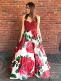Sweetheart Neck Beaded Burgundy Floral Prom Dresses 2019 ARD1956-SheerGirl