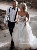 Sweetheart Neck Boho Wedding Dresses Appliqued Wedding Gowns AWD1325-SheerGirl