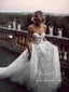 Sweetheart Neck Boho Wedding Dresses Appliqued Wedding Gowns AWD1325