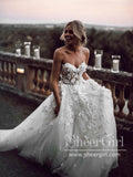 Sweetheart Neck Boho Wedding Dresses Appliqued Wedding Gowns AWD1325-SheerGirl