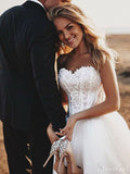 Sweetheart Neck Boho Wedding Dresses Lace Bodice Rustic Wedding Gown AWD1412-SheerGirl