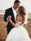 Sweetheart Neck Boho Wedding Dresses Lace Bodice Rustic Wedding Gown AWD1412