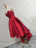 Sweetheart Neck Burgundy High Low Prom Dresses Sweet 16 with Corset Back ARD1076-SheerGirl