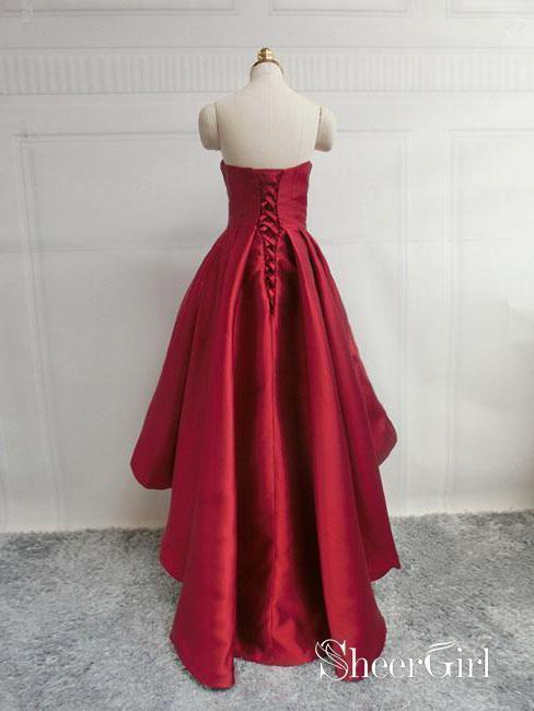 Sweetheart Neck Burgundy High Low Prom Dresses Sweet 16 with Corset Back ARD1076-SheerGirl