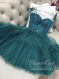 Sweetheart Neck Corset Beaded Bodice Homecoming Dress with Feather ARD2744-SheerGirl