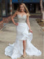 Sweetheart Neck Ivory Mermaid Prom Dresses High Low Beaded Formal Dresses APD3406