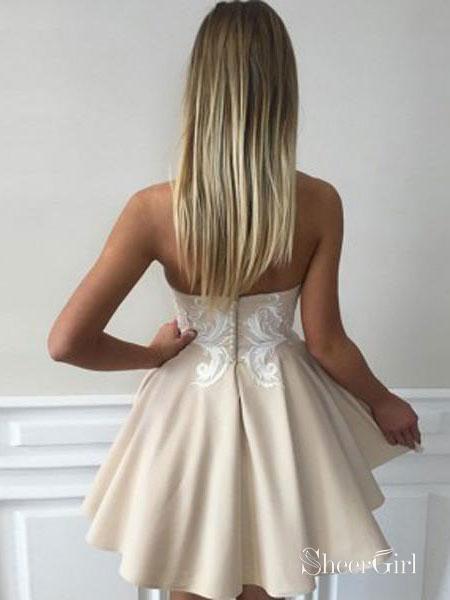 Sweetheart Neck Nude Homecoming Dresses Short Prom Dresses APD2745-SheerGirl