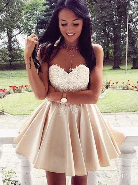 sachin and babi light blue dress Sweetheart Lace Empire Homecoming Dresses,Short Prom Dresses – SheerGirl