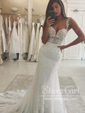 Sweetheart Neck Off-The-Shoulder Straps Mermaid Wedding Dress with Chapel Train AWD1831-SheerGirl