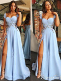 Sweetheart Neck Prom Dresses High Slit Sky Blue Evening Gown ARD2440-SheerGirl
