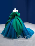 Sweetheart Neck Puff Sleeves Ball Gown Court Train Prom Dress with Drama Rose ARD2848-SheerGirl