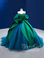 Sweetheart Neck Puff Sleeves Ball Gown Court Train Prom Dress with Drama Rose ARD2848