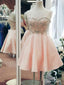 Sweetheart Neck Satin Blush Pink Homecoming Dresses with Rhinestone ARD1789