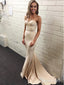 Sweetheart Neck Satin Mermaid Prom Dresses Cheap Nude Pageant Formal Dress ARD1417