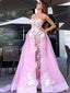 Sweetheart Neck See Through Pink Lace Prom Dresses 2019 ARD1846