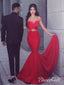 Sweetheart Neck Simple Cheap Red Mermaid Prom Dresses APD2855