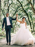 Sweetheart Neck Simple Modest Ivory Ball Gown Wedding Dresses AWD1425-SheerGirl