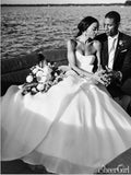 Sweetheart Neck Simple Modest Ivory Ball Gown Wedding Dresses AWD1425-SheerGirl