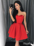 Sweetheart Neck Simple Red Homecoming Dresses A Line Cheap Graduation Dress ARD1593-SheerGirl