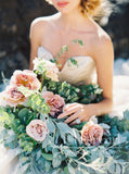Sweetheart Neck Simple Vintage Organza Ivory Ball Gown Wedding Dresses AWD1735-SheerGirl